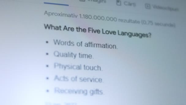 Wat Zijn Vijf Liefdes Talen Pixels Het Scherm Schieten — Stockvideo