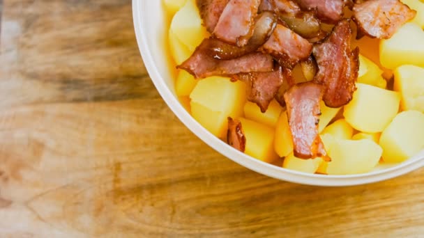 Jalapeno Pepper Potetsalat Med Bacon Mat Retro Stil Fra Tallet – stockvideo