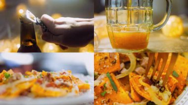 Batat 'ın tatlı patatesli kekinin hazırlandığı dört video. Patates, jambon ve parmesan tarifi..