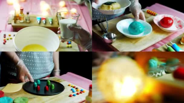 멕시코 솜브레로 쿠키를 색상으로 만드는 비디오가 있습니다 낭만적 분위기 매크로와 — 비디오