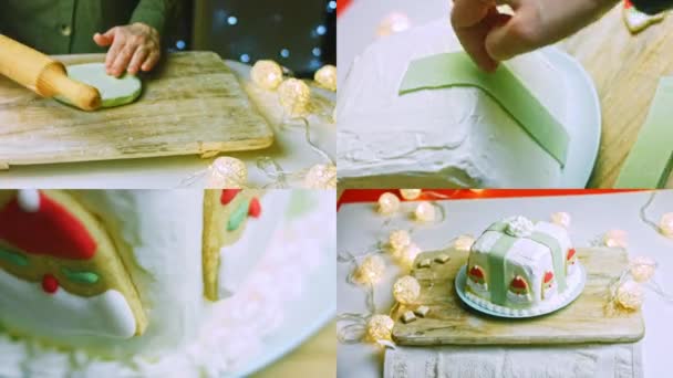 Vier Videos Mit Der Zubereitung Von Weihnachtsgebäck Mit Lebkuchen Form — Stockvideo