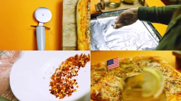 Чотири Відео Підготовкою Піци Стилі Нью Йорк Вдома — стокове відео