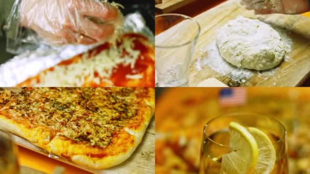 Cuatro Videos Con Preparación Hacer Pizza Estilo Nueva York Casa — Vídeo de stock