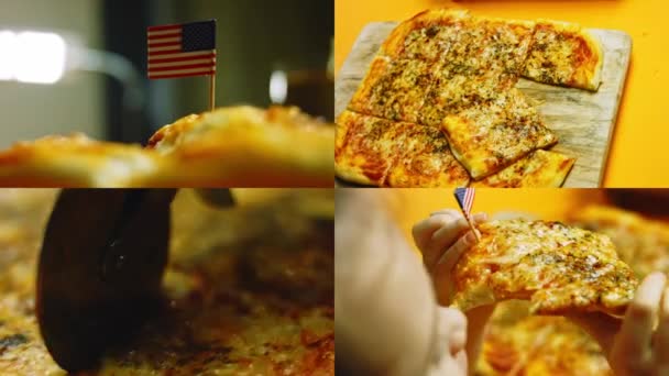 Cuatro Videos Con Preparación Hacer Pizza Estilo Nueva York Casa — Vídeos de Stock