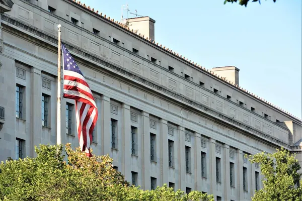 Het Amerikaanse Ministerie Van Justitie Een Federale Onderzoeks Handhavingsinstantie Het — Stockfoto