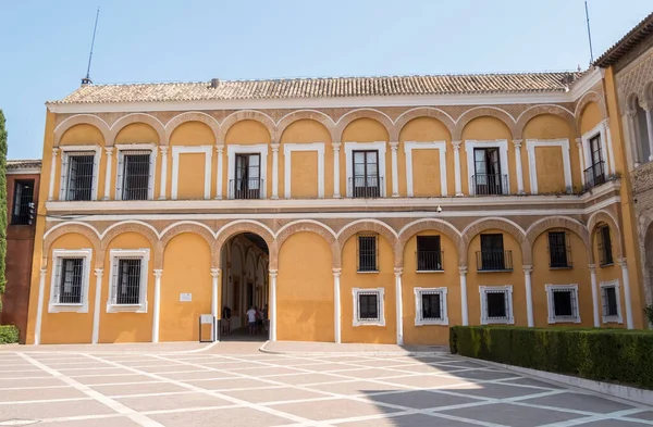 Królewski Alcazar Sewilli Murowany Kompleks Pałacowy Zbudowany Różnych Historycznych — Zdjęcie stockowe