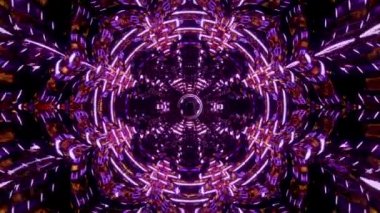 3D 4k kaleydoskop. Canlı konser müzik videosu için kutsal geometrik desenler. Soyut trip asit transı.