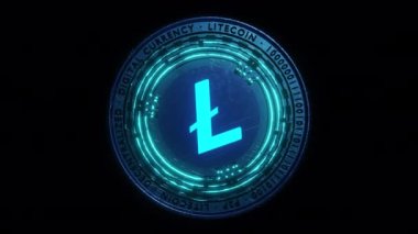 Litecoin açık kaynak yazılım projesi şifreleme dijital para logosu modern ağ güvenli işlemler 3D sanal 4K animasyon para animasyonu
