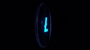 Litecoin crypto coin futuristic network peer to peer to peer transaction altcoin 3D animasyon 4K digital logo dikişsiz döngü