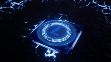 3D Canlandırılmış Kripto video dijital sanat Litecoin logosu 4K döngü kripto para birimi akranı Akran teknolojisi alfa kanal fütüristik ağ değişimi