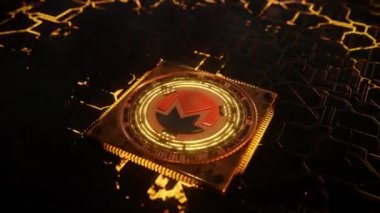 Monero kripto para birimi logosu engelleme ağı merkezi olmayan alfa kanalı 3D modern sanat dijital para dağılımı özel defter geliştirme teknolojisi 4K animasyonu