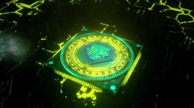 Bağlayıcı madencilik veri işlemcisi engelleme zinciri transfer enerji anakart teknolojisi 4K alfa kanal matte dikişsiz döngü dijital şifreleme madeni para 3D sanat