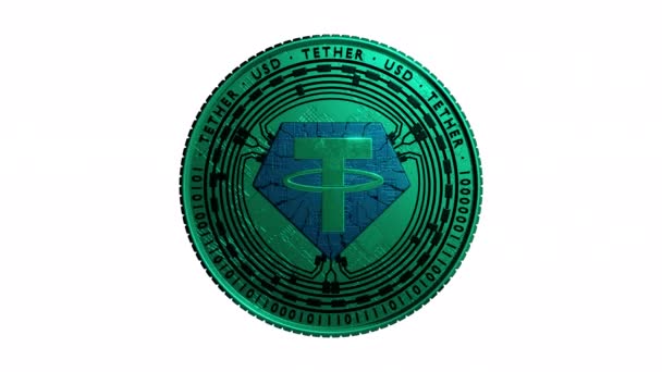 Tether Crytocurrency Stablecoin Blockchain Digital Coin Modern Secure Technology Crypto — Stock Video