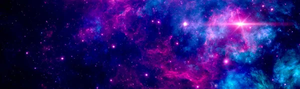 Κοσμικό υπόβαθρο με ένα φωτεινό νεφέλωμα και τη λαμπρότητα των άστρων — Φωτογραφία Αρχείου