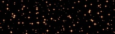 Siyah arka planda parıldayan altın bokeh yıldızlarının Noel ışığı efekti