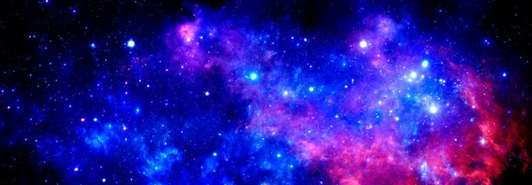 Fondo cósmico con una nebulosa y un cúmulo de estrellas brillantes — Foto de Stock