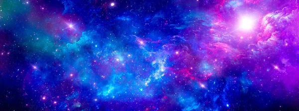 Fondo cósmico de una galaxia fantástica con nubes y estrellas — Foto de Stock