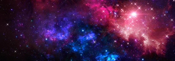 밝은 별의 광채가 나는 다채 로운 적색 과 청색의 우주 성운 — 스톡 사진