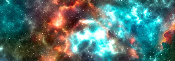 Πολύχρωμο κοσμικό υπόβαθρο με αστέρια και νεφελώματα — Φωτογραφία Αρχείου