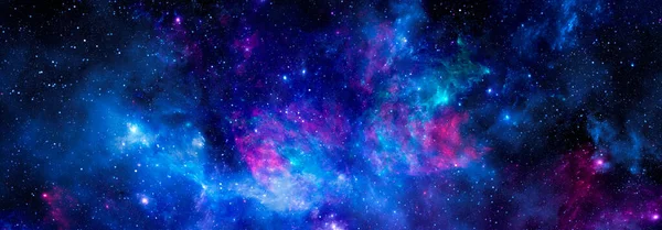 Kosmischer Hintergrund mit hellen Nebeln und leuchtenden Sternen — Stockfoto