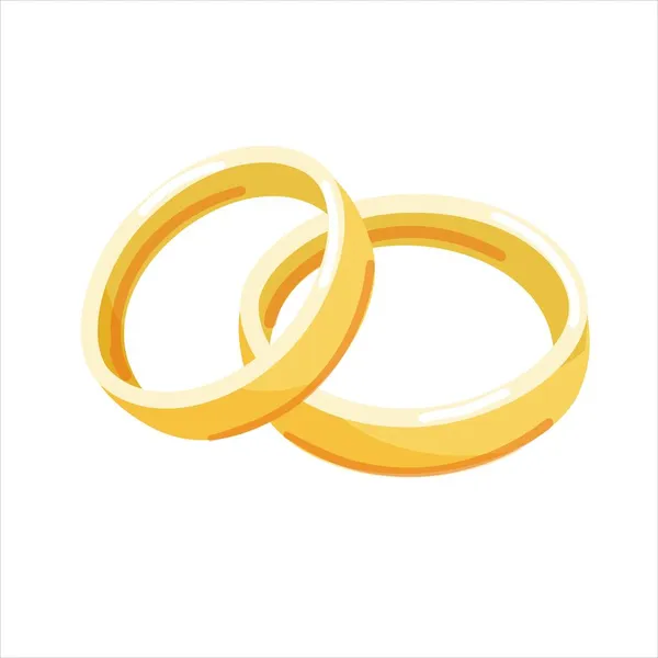 Золотые обручальные кольца Вектор изолирован на белом фоне. Карикатурный стиль. Символ брака, помолвки. — стоковый вектор