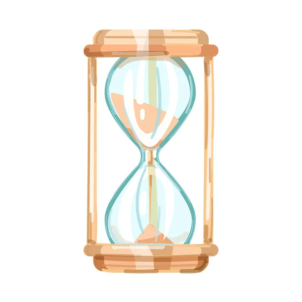 Reloj de arena vintage. Estilo de dibujos animados. Ilustración vectorial aislada sobre fondo blanco. Icono de vidrio de arena. Reloj de oro — Vector de stock