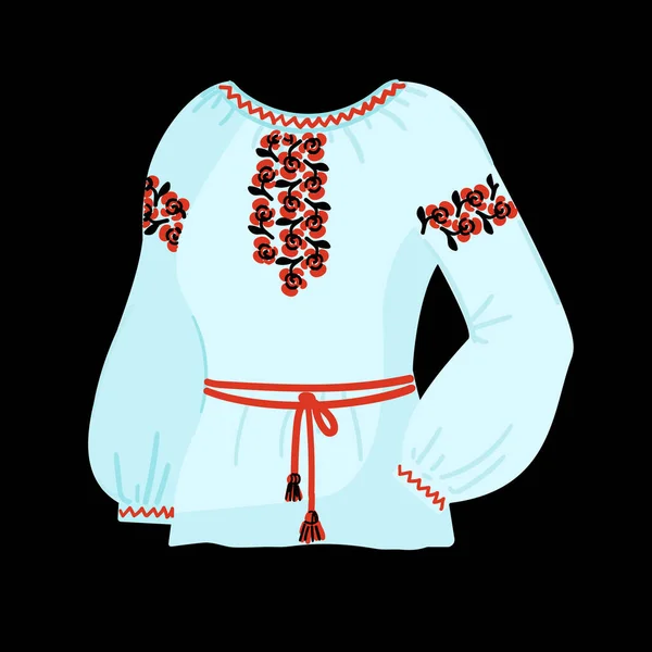 Ukrainian national womens vyshyvanka symbol of Ukraine. Embroidered shirt, ethnic blouse. Vector illustration. — Stock Vector