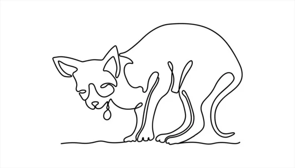 Pet Medallion Line Art Cat Medallion White Background Funny Art — Archivo Imágenes Vectoriales