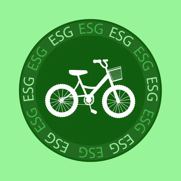Βιώσιμη Φιλική Esg Οικολογικό Ποδήλατο Περιβαλλοντική Ιδέα Ποδήλατο Απομονωμένη Απεικόνιση — Διανυσματικό Αρχείο