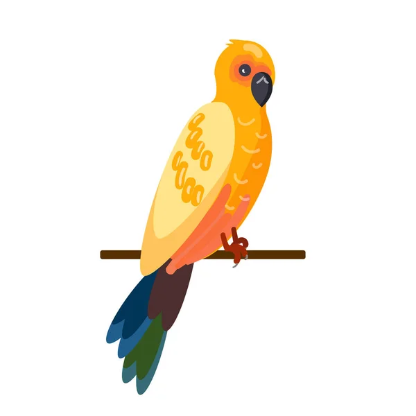 Beautiful Parrot Sits Pole Bird Pole Isolated Illustration White Background — Wektor stockowy