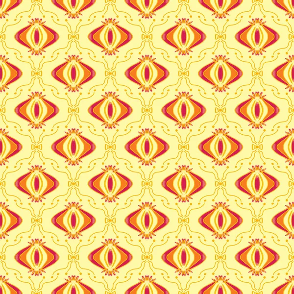 Hand Drawn Background Ethnic Background Yellow Tone Vintage Ornament Textile — Zdjęcie stockowe