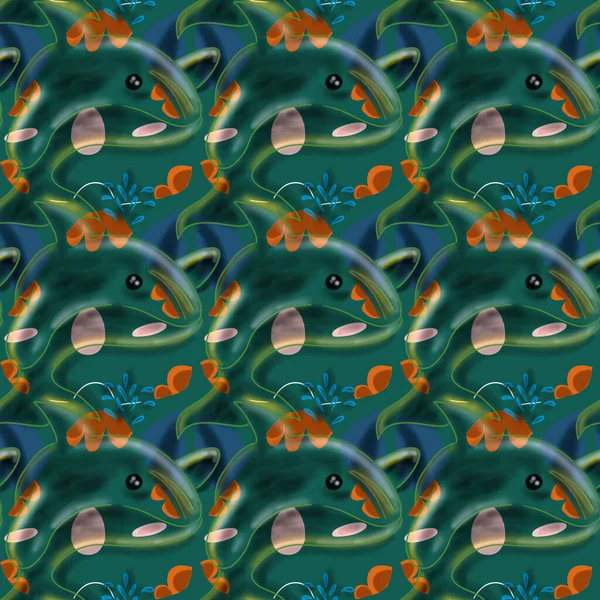Фон Рукописная Морская Рыба Этническое Происхождение Винтажные Фоны Синий Цвет — стоковое фото