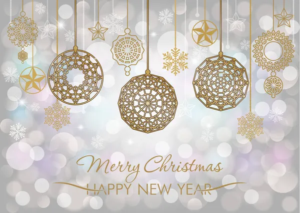 Hintergrund Mit Leuchtendem Glanz Girlanden Schneeflocken Und Weihnachtsdekoration Neujahrskarte Oder — Stockvektor