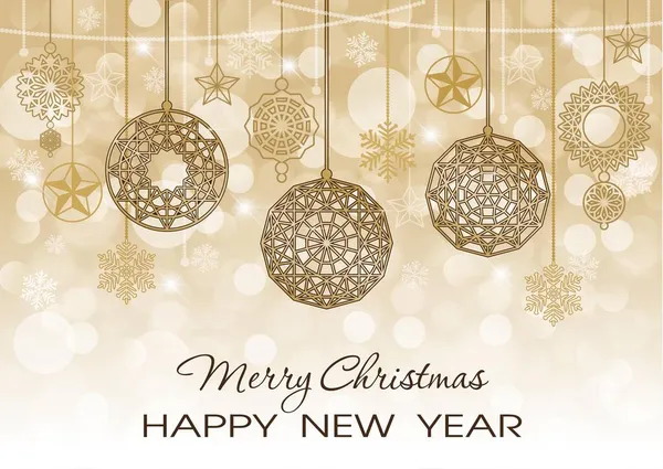 Neujahrskarte Gold Frohe Weihnachten Und Ein Gutes Neues Jahr Hintergründe — Stockvektor