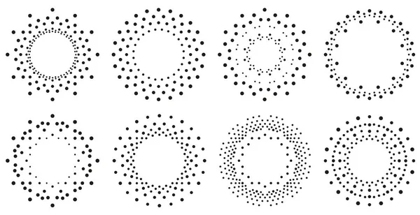 Set Mit Punktornamenten Rahmen Aus Punkten Rundes Muster Kreisformen Design — Stockvektor