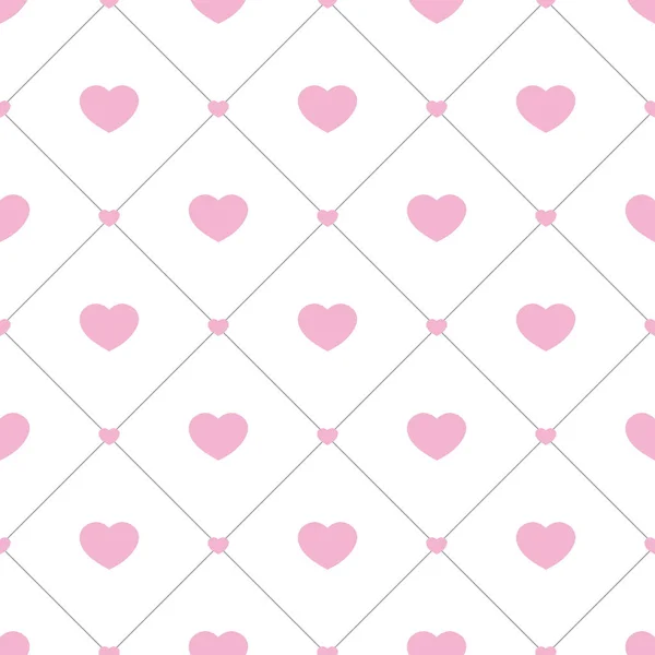 シームレスなベクトルパターン ピンクのハートと白い背景のロンバス — ストックベクタ