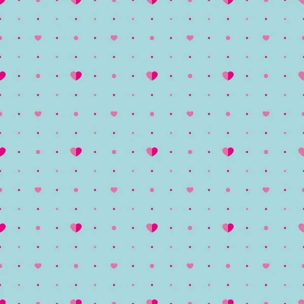 Naadloze Vector Patroon Van Roze Harten Een Turquoise Achtergrond Patroon — Stockvector
