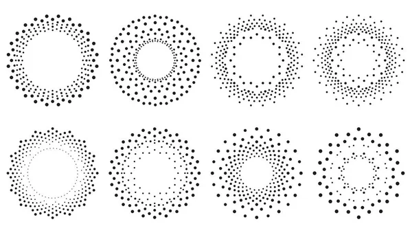 Set Mit Punktornamenten Rundes Muster Rahmen Aus Punkten Kreisformen Design — Stockvektor