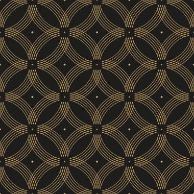 Geometrik altın süs. Siyah arkaplanda pürüzsüz desen.