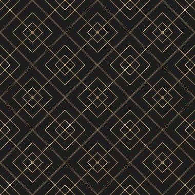Geometrik altın süs. Siyah arkaplanda pürüzsüz desen.
