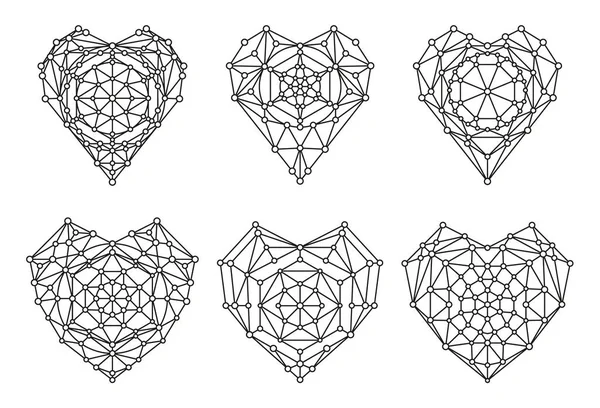 Herzmodelle Form Eines Diamanten Oder Rubins Mit Facetten Und Ankerpunkten — Stockvektor