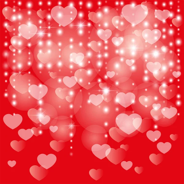 Fond Rouge Avec Des Cœurs Des Guirlandes Brillantes Saint Valentin — Image vectorielle
