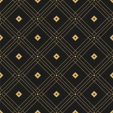 Geometrik altın süs. Siyah arkaplanda pürüzsüz desen.