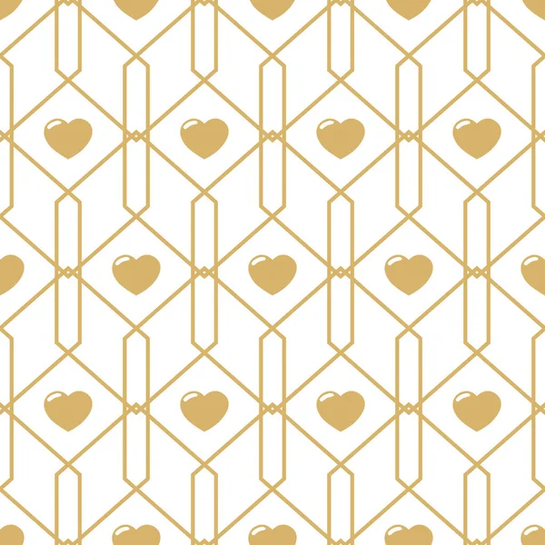 Безшовний Святковий Фон Золотий Візерунок Сердечками — стоковий вектор