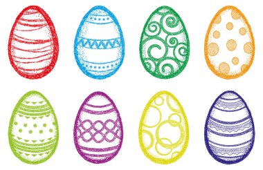 Mutlu Paskalyalar. Bir çift renkli Paskalya yumurtası. Paskalya yumurtalarının nokta desenleri.