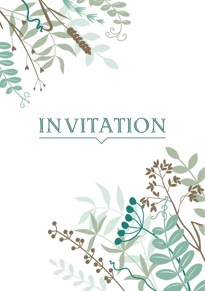 Frame Leaves Flowers Twigs Can Used Background Wedding Invitations Birthday — Vetor de Stock