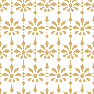 Altın desenli çiçekler ve eşkenar dörtgenler. Kusursuz bir geçmişi var. Geometrik altın desen. Vektörsüz desen.