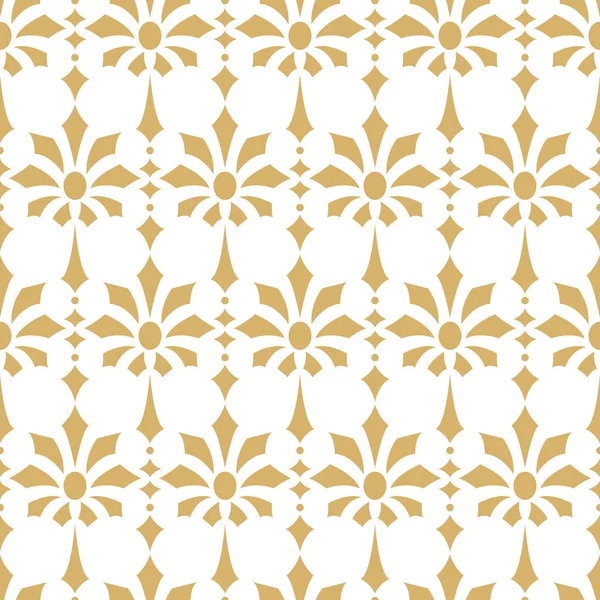 Gold Pattern Flowers Rhombuses Seamless Background Geometric Golden Pattern Vector — Wektor stockowy
