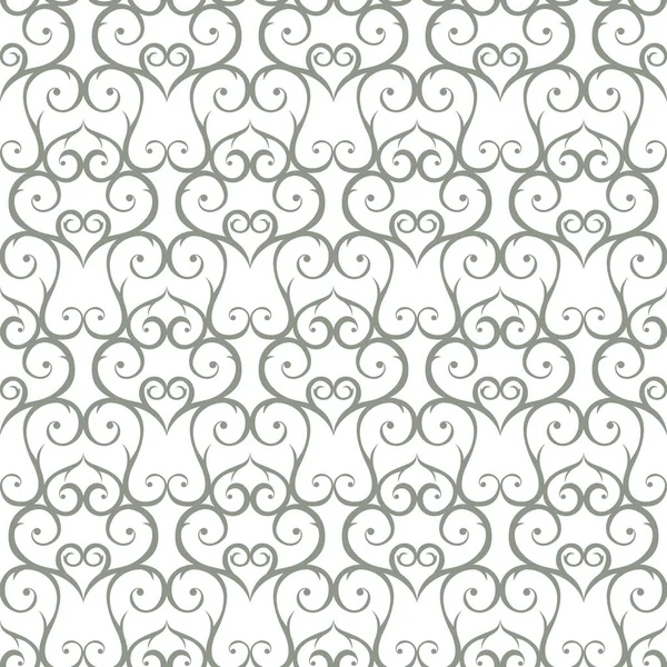 Vector Background Vector Seamless Pattern Ornament Curls Fantasy Hearts — Wektor stockowy