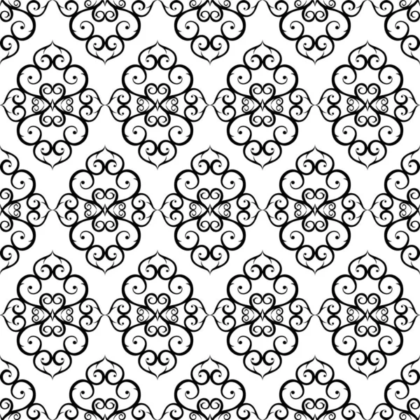 Ornament Curls Fantasy Hearts Vector Seamless Pattern Vector Background — Stockvektor